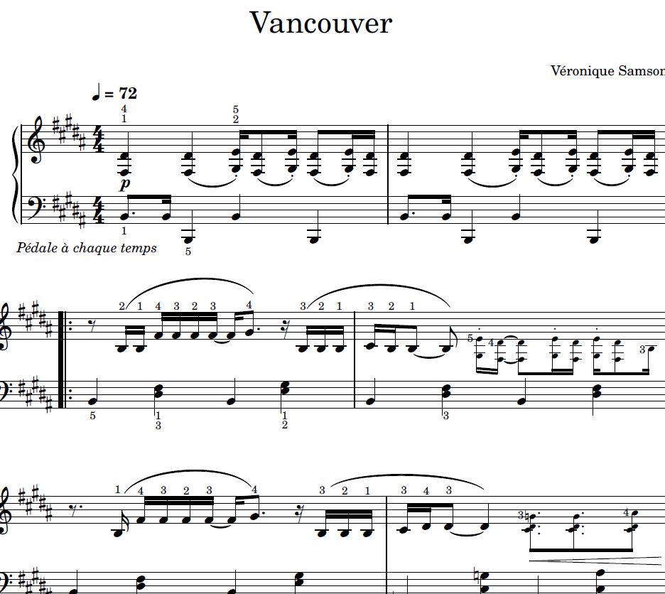 Partition Piano Sheet Music Vancouver V Ronique Sanson Pianomaniaque